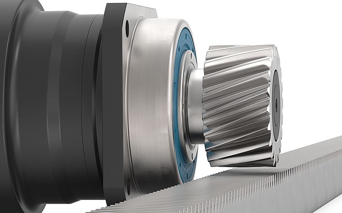 gearbox rack and pinion drive